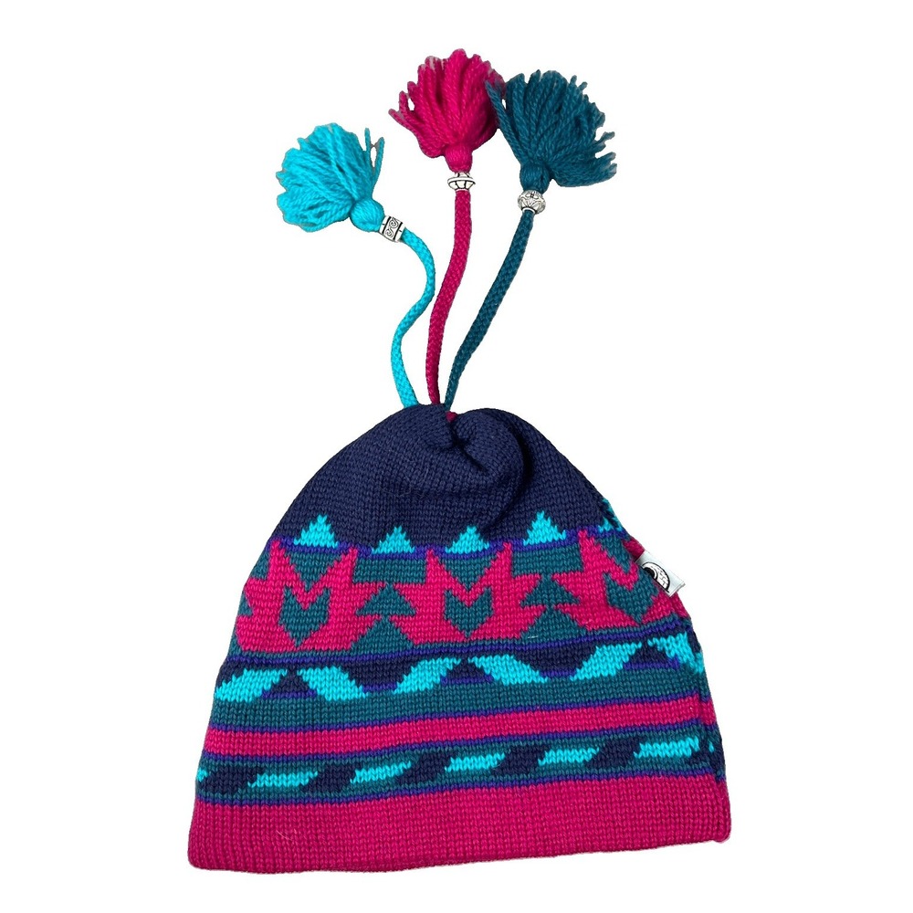 Igloos  100% Wool Made In USA Aztec Geometric Pattern Lined Beanie Hat One Size